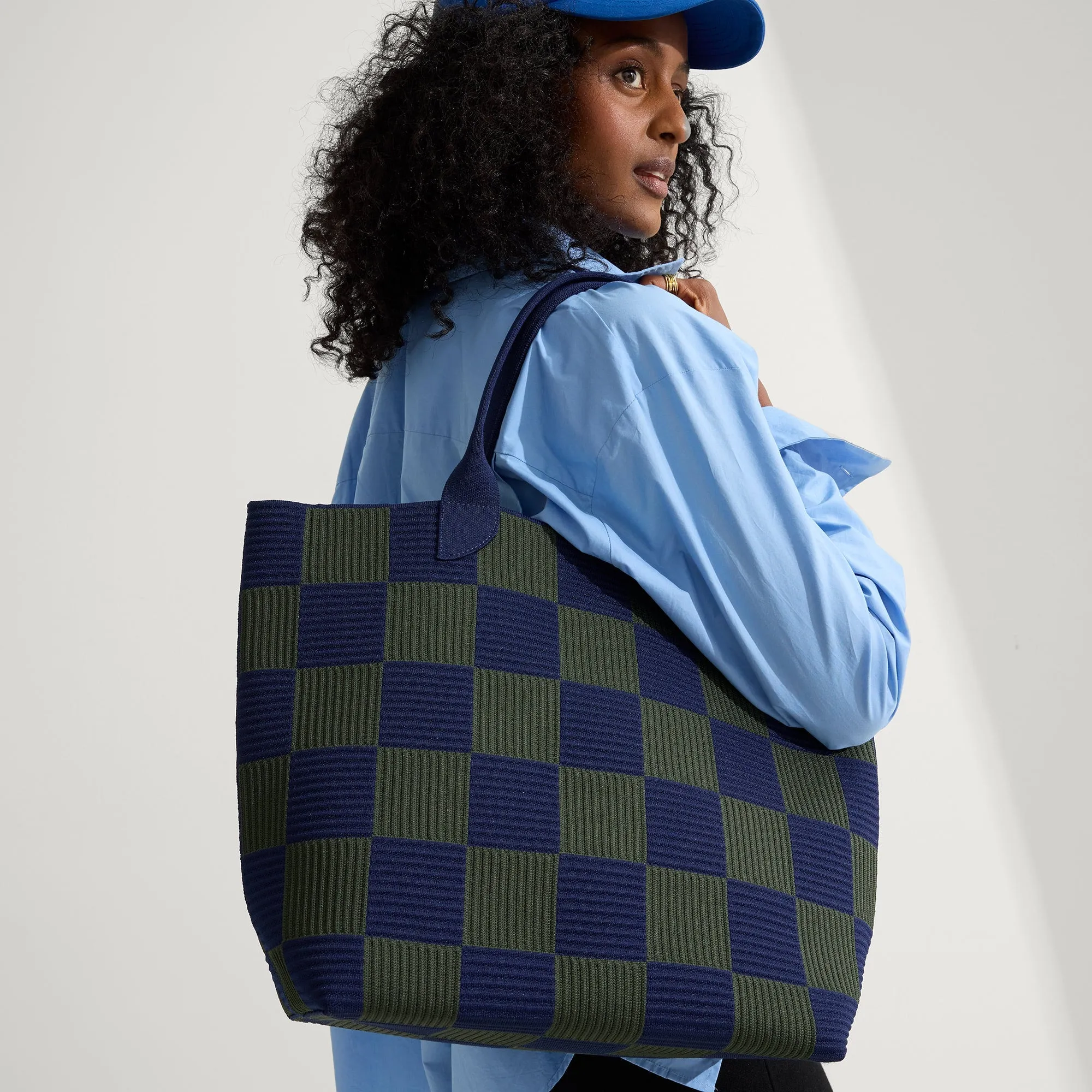 The Lightweight Tote - Checker Blue