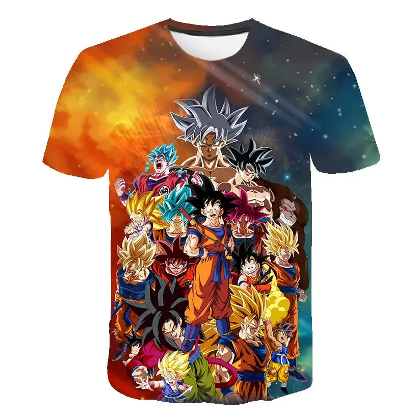 Top Clothes For Children Boys Dragon Ball T-shirt Men's Casual Short Sleeved Anime Cosplay Kids T Shirts Oversized Clothing Tee