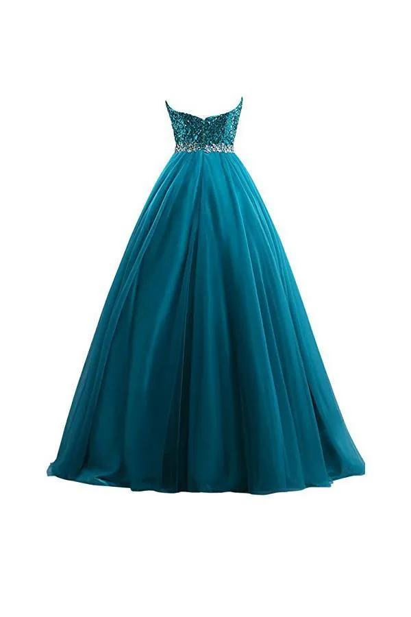 Tulle Sequin Ball Gown Prom Dresses Evening Gown PG254