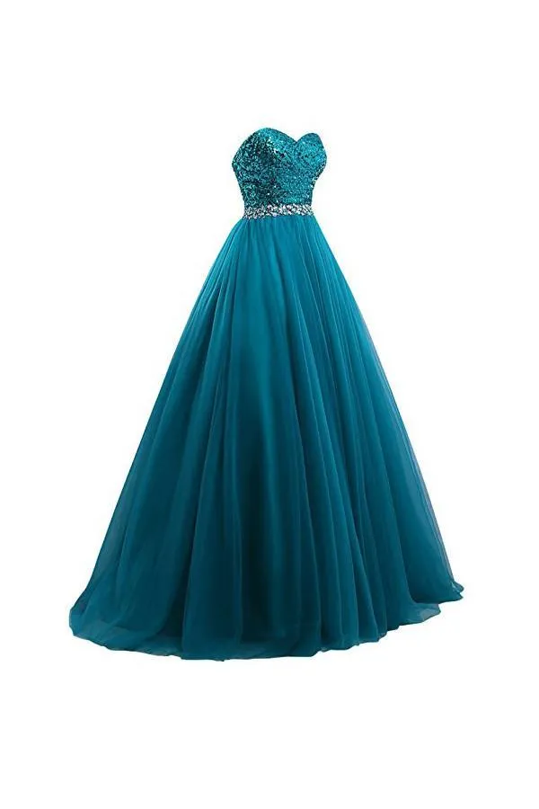 Tulle Sequin Ball Gown Prom Dresses Evening Gown PG254