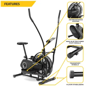 Upright Elliptical Trainer, Fan Bike - Indoor Cycle w/ Air Resistance