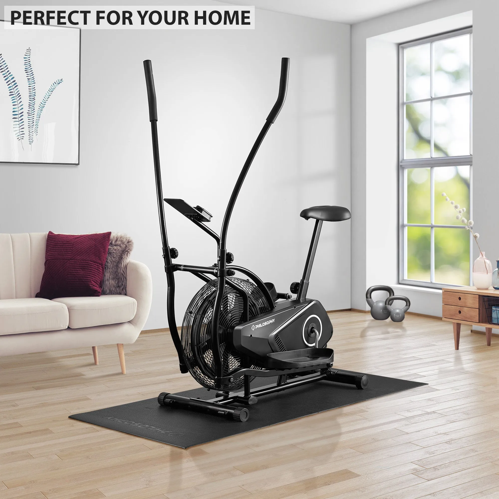 Upright Elliptical Trainer, Fan Bike - Indoor Cycle w/ Air Resistance