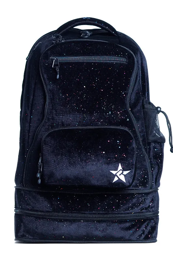 Velvet in Black Galaxy Sparkle Rebel Dream Bag Plus with Black Zipper