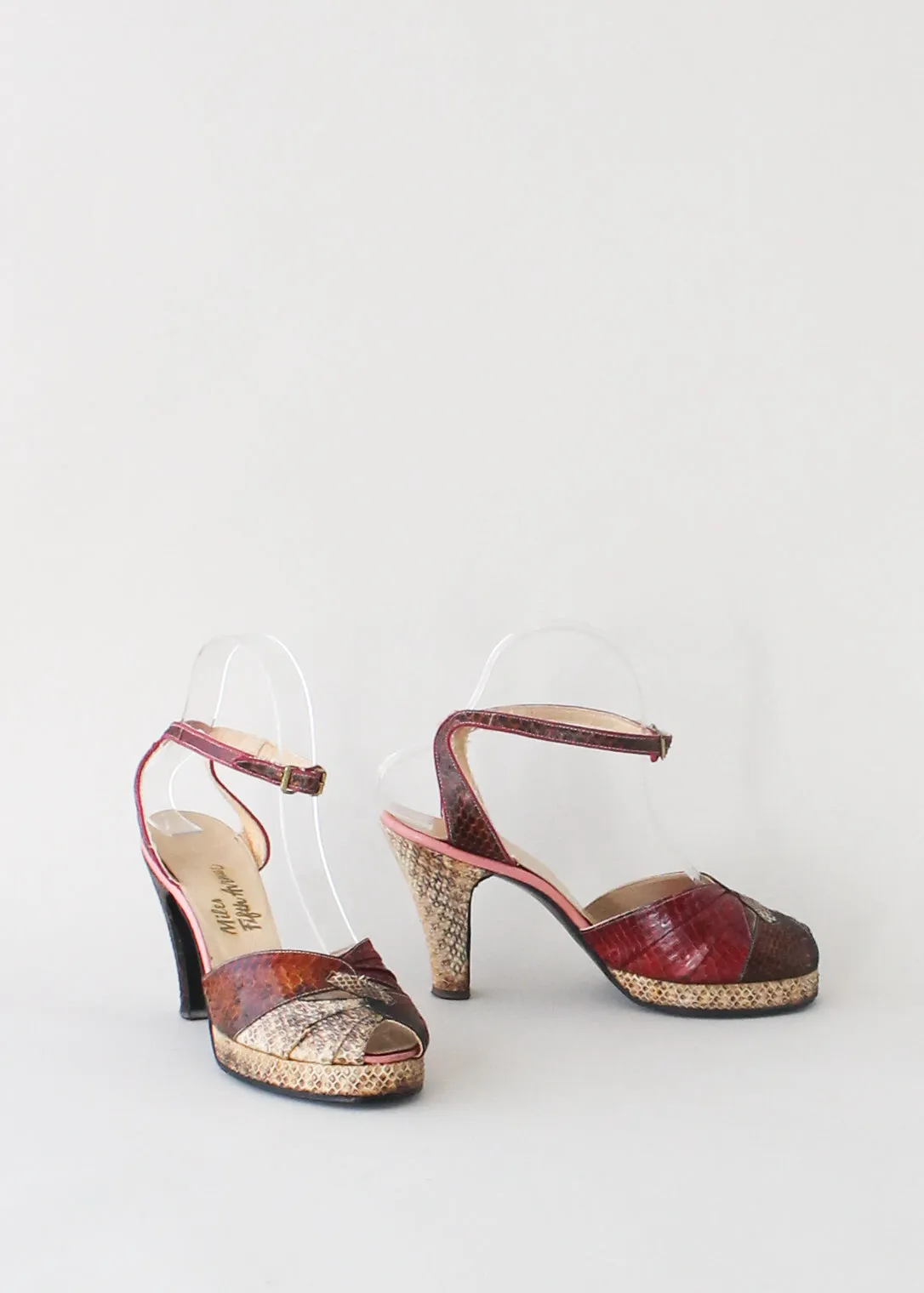 Vintage 1940s Snakeskin Platform Sandals