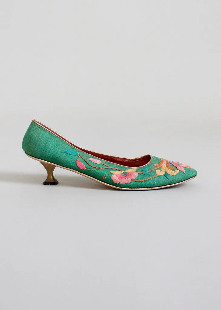 Vintage 1960s Taj Tajerie Embroidered Party Shoes