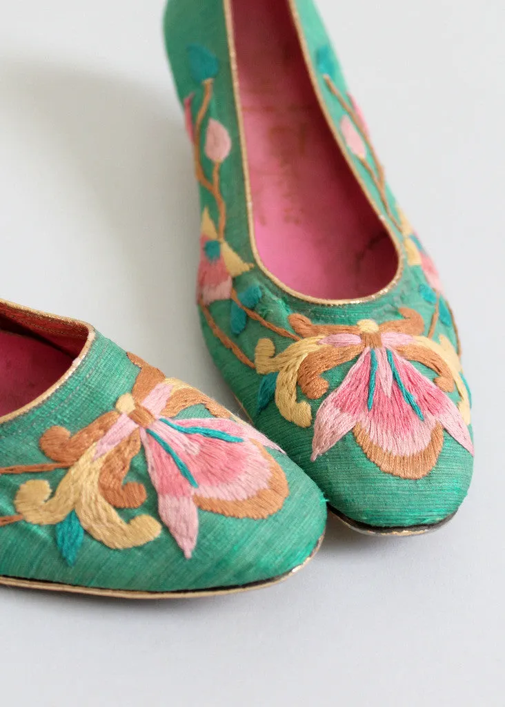 Vintage 1960s Taj Tajerie Embroidered Party Shoes