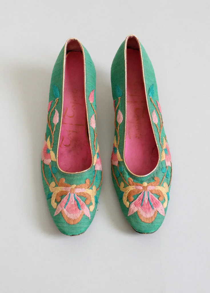 Vintage 1960s Taj Tajerie Embroidered Party Shoes