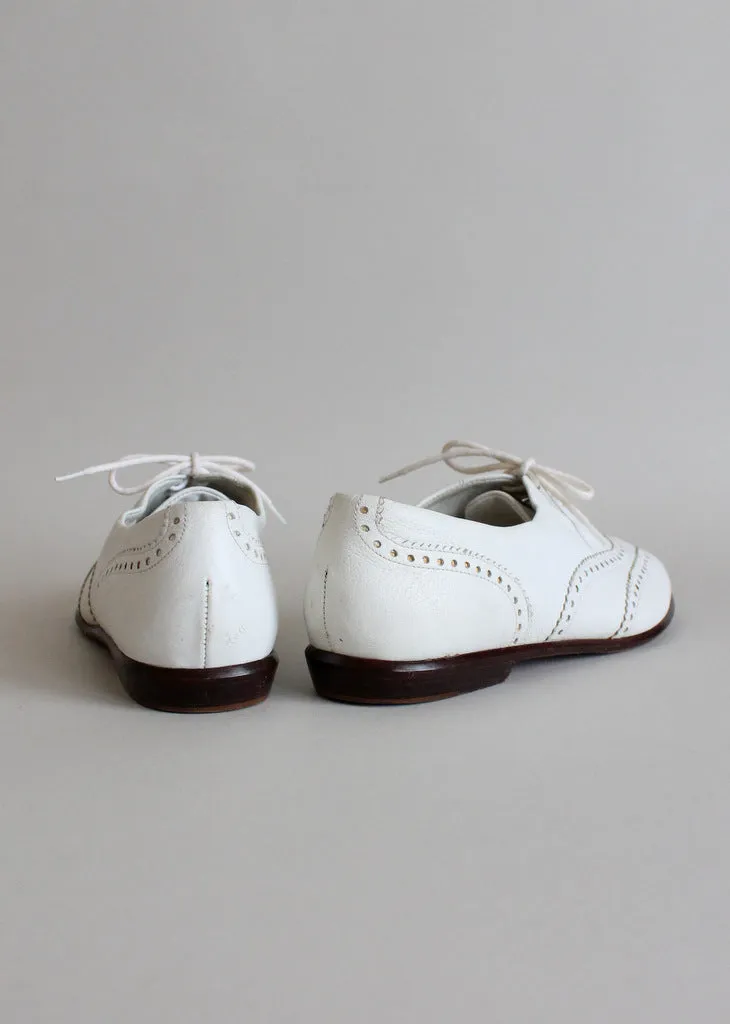 Vintage White Wing Tip Oxfords