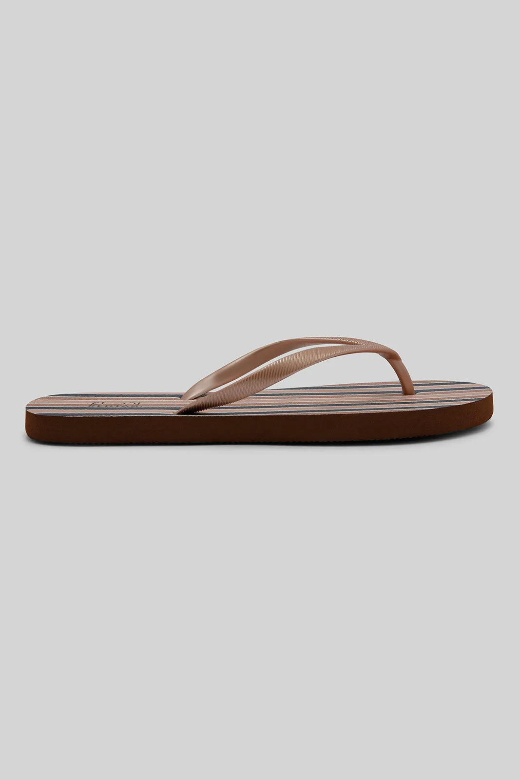 Women Beige Striped Flip Flop