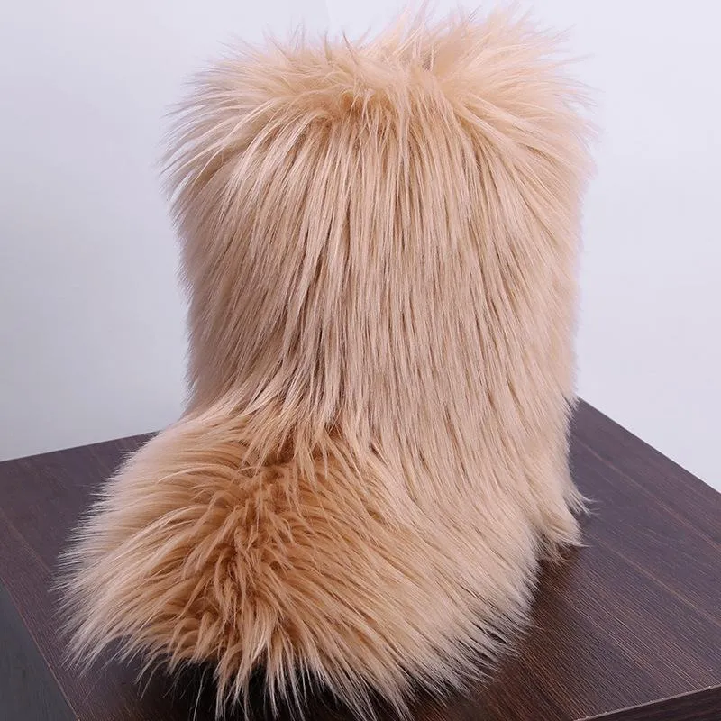 Women cute mid calf faux fur winter snow boots