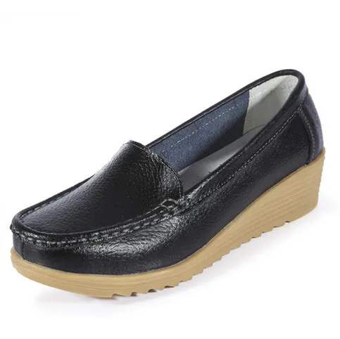 Women leather shoes female wholesale flats shoes girl casual comfort low heels flat loafers nurse shoes