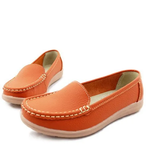 Women leather shoes female wholesale flats shoes girl casual comfort low heels flat loafers nurse shoes