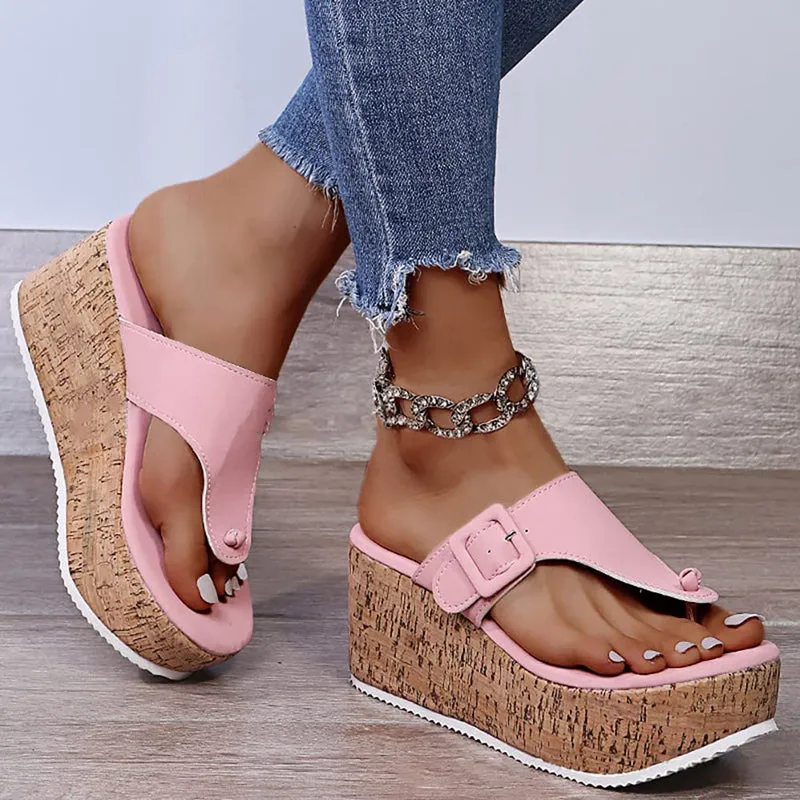 Women Summer Wedge Platform Casual Flip Flops Sandals