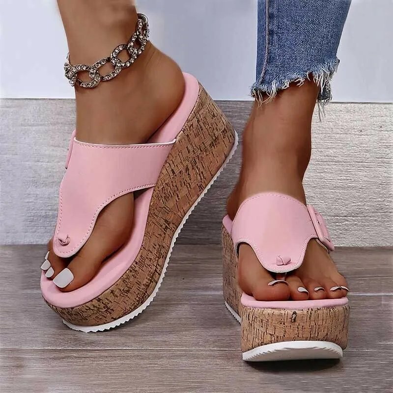 Women Summer Wedge Platform Casual Flip Flops Sandals