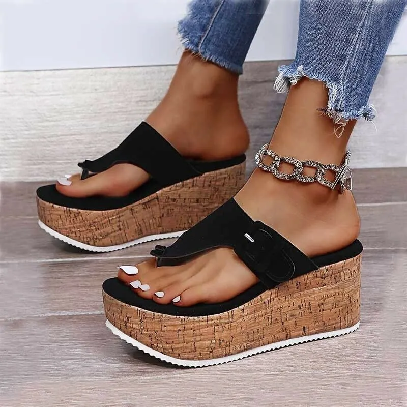 Women Summer Wedge Platform Casual Flip Flops Sandals