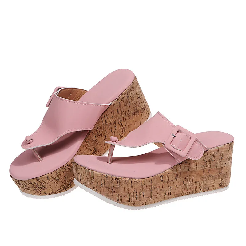 Women Summer Wedge Platform Casual Flip Flops Sandals