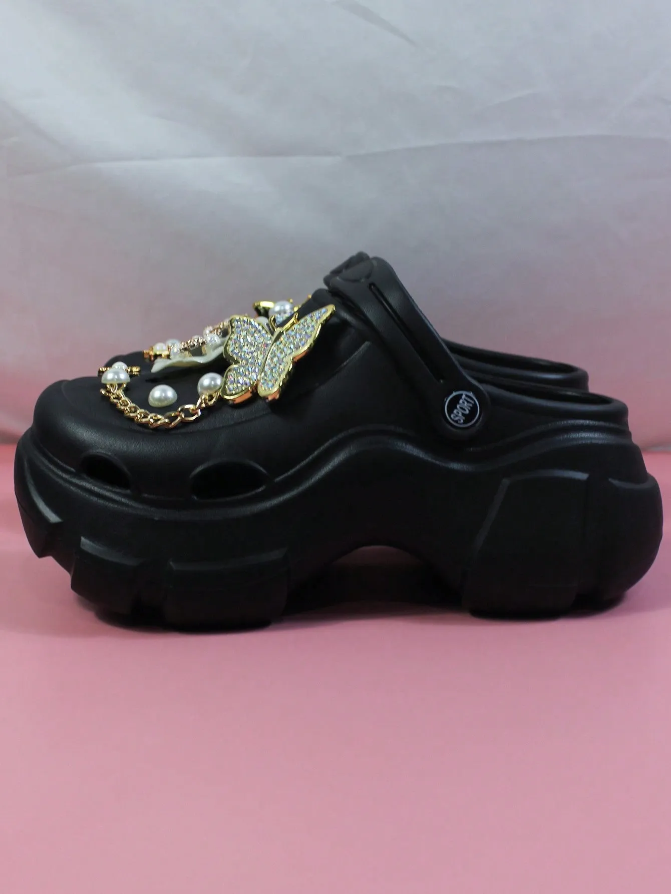 Women's Diy Rhinestone Chain Hollow Out Fashion Outdoor Eva Shoes