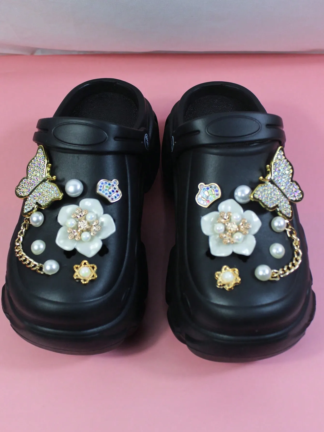 Women's Diy Rhinestone Chain Hollow Out Fashion Outdoor Eva Shoes