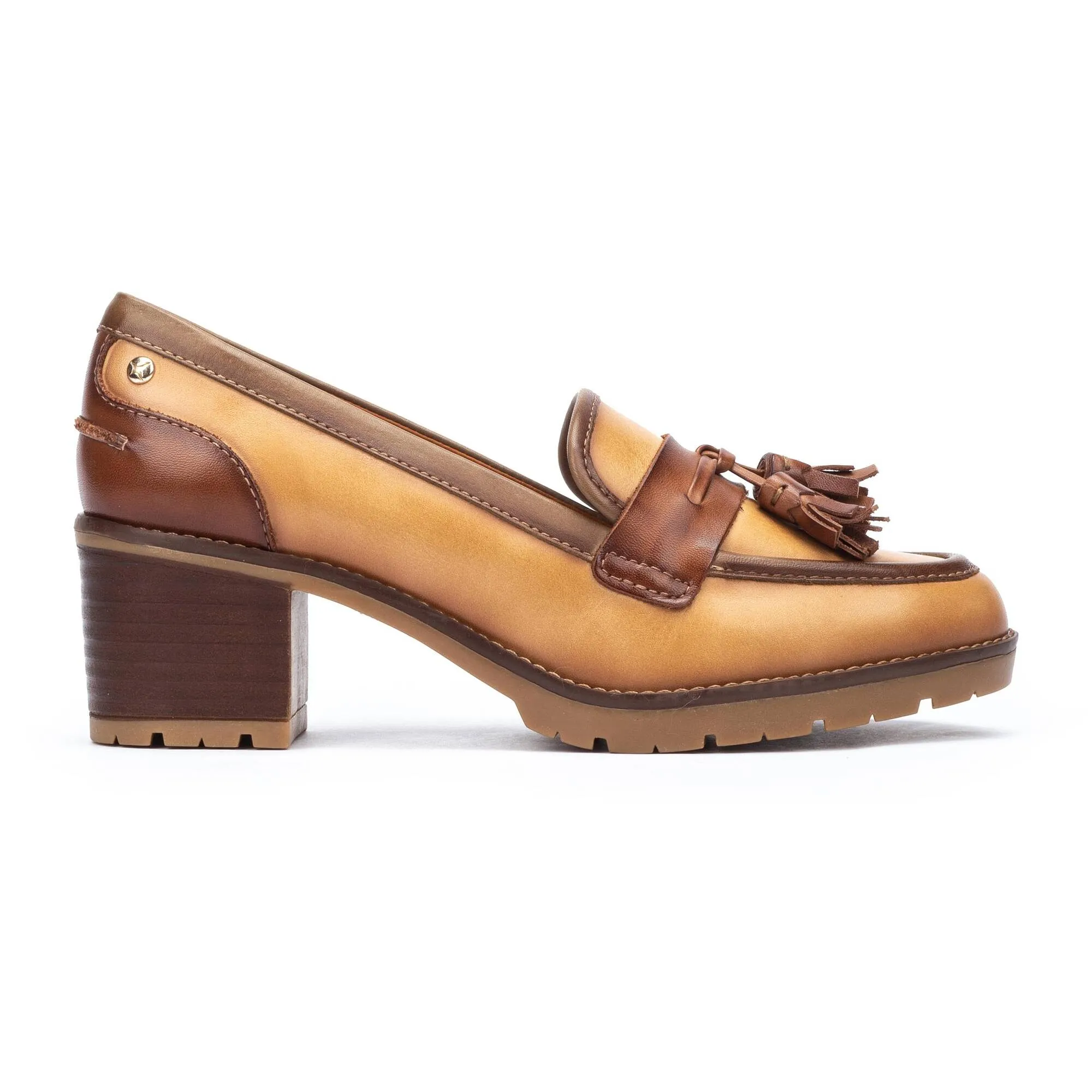 Women's Pikolinos Llanes Heeled Loafers Color: Almond