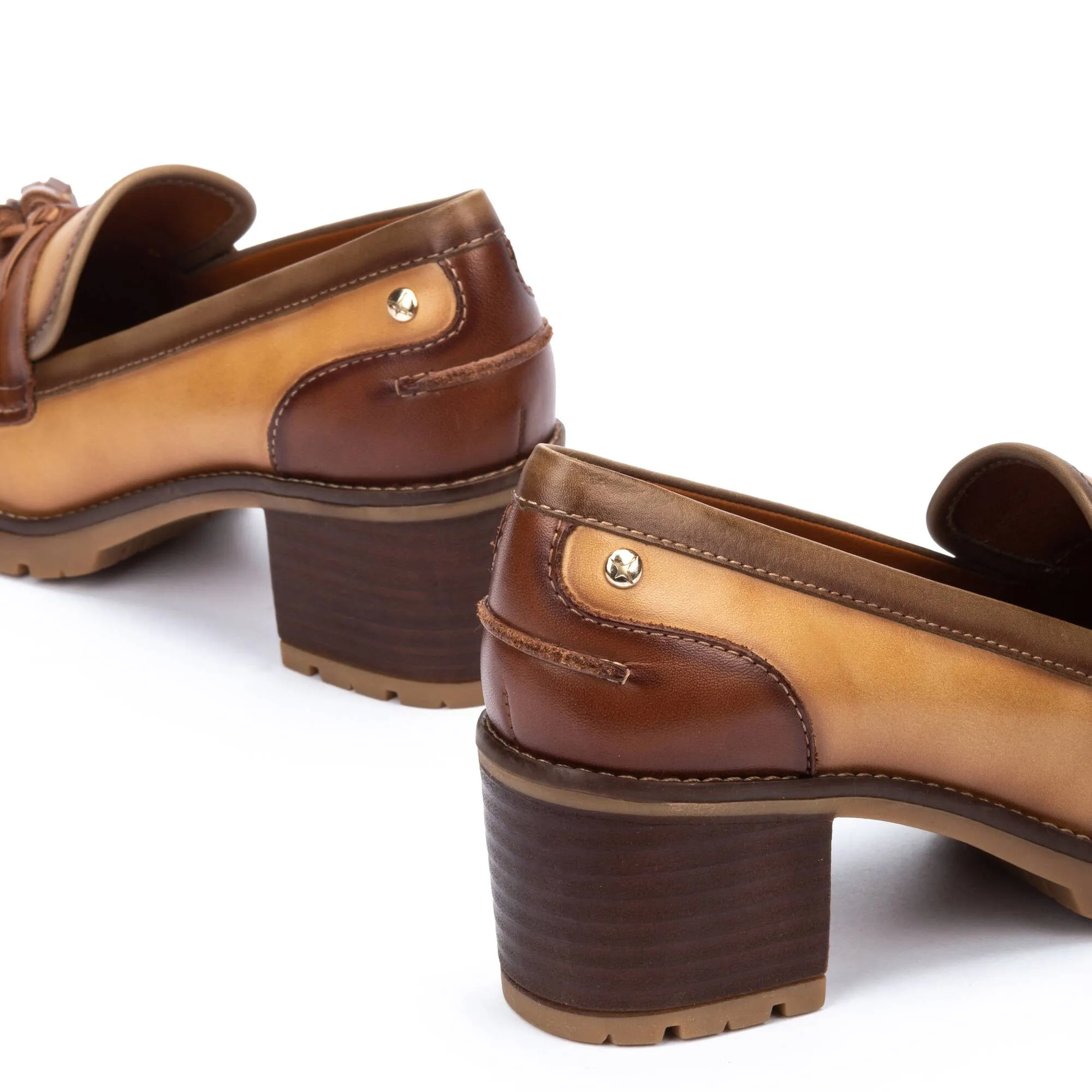 Women's Pikolinos Llanes Heeled Loafers Color: Almond