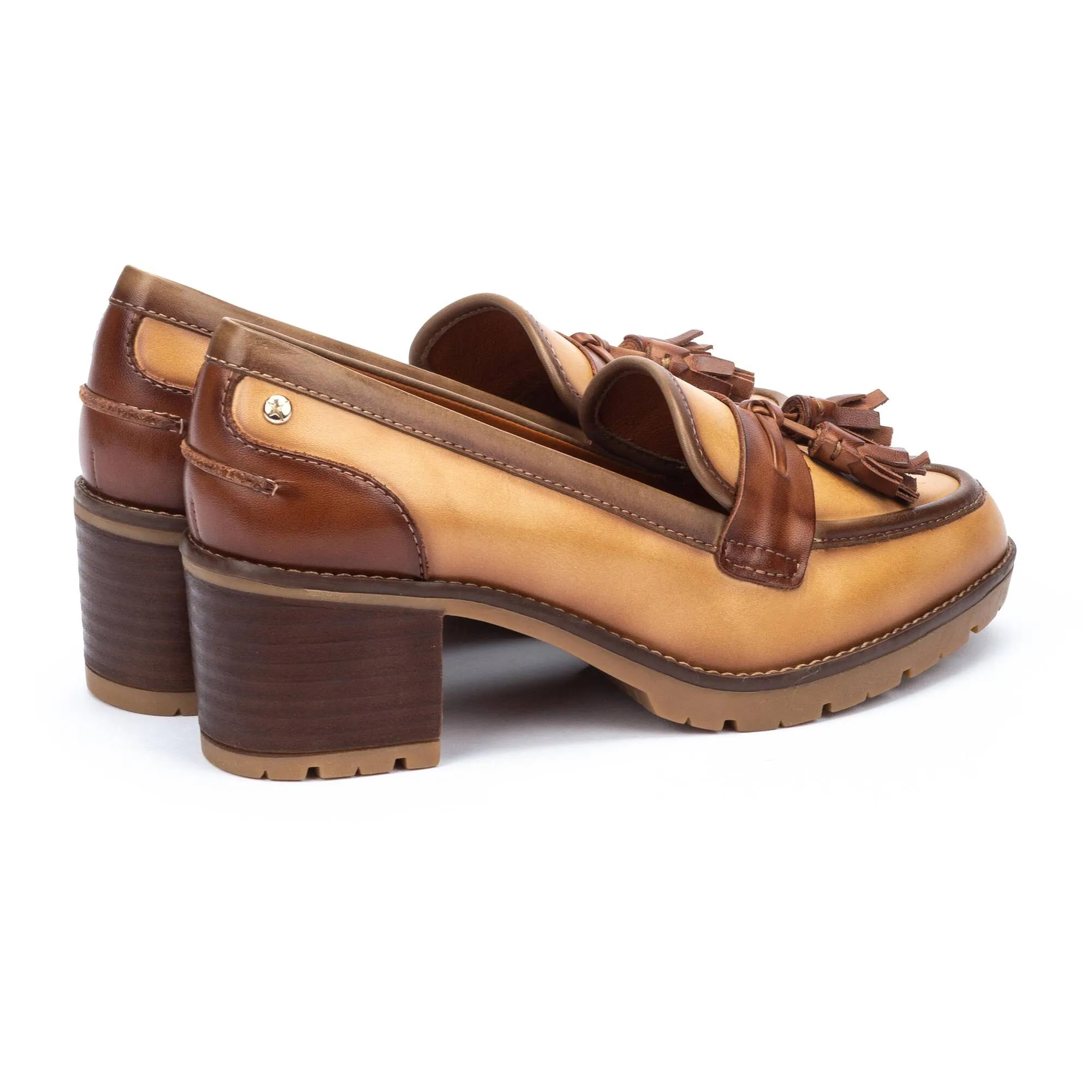 Women's Pikolinos Llanes Heeled Loafers Color: Almond