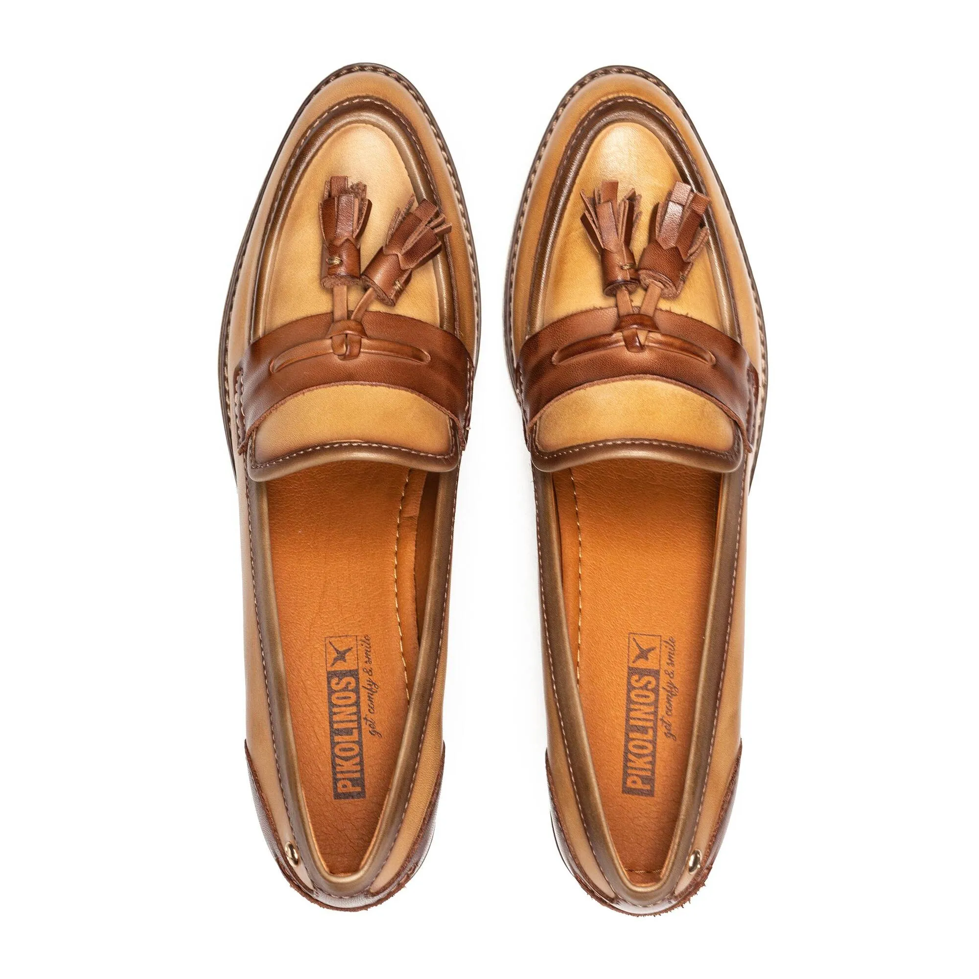 Women's Pikolinos Llanes Heeled Loafers Color: Almond