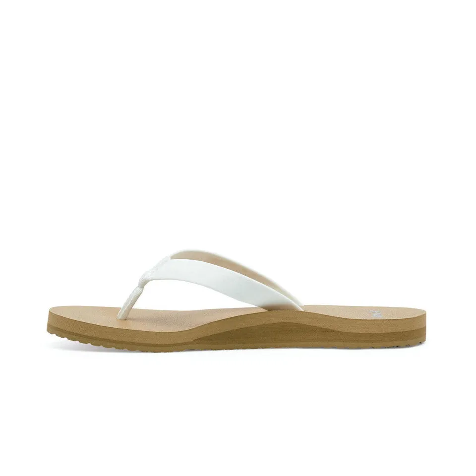 Women's Shoes Sanuk ASHLAND SOFT TOP Vegan Flip Flop Sandals 1124159 WHITE / TAN