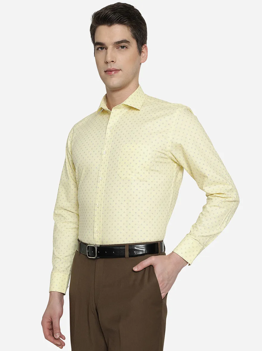 Yellow & Blue Printed Regular Fit Formal Shirt | Greenfibre