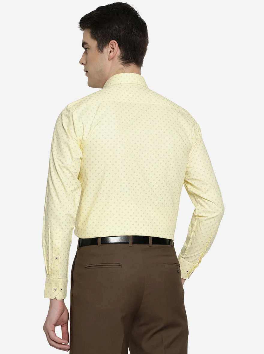 Yellow & Blue Printed Regular Fit Formal Shirt | Greenfibre