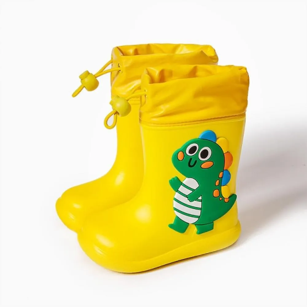 Yellow Dinosaur 140Cartoon Unicorn Dinosaur Children Rain Boots Lace Up Eva Soft Boys Girls Rain Shoes Light Waterproof Non Slip Kids Rainboots