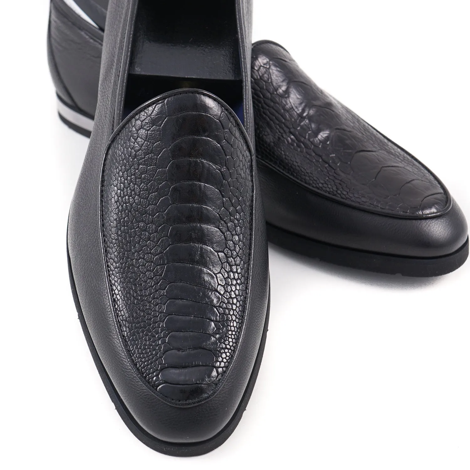 Zilli Ostrich and Calf Leather Loafers