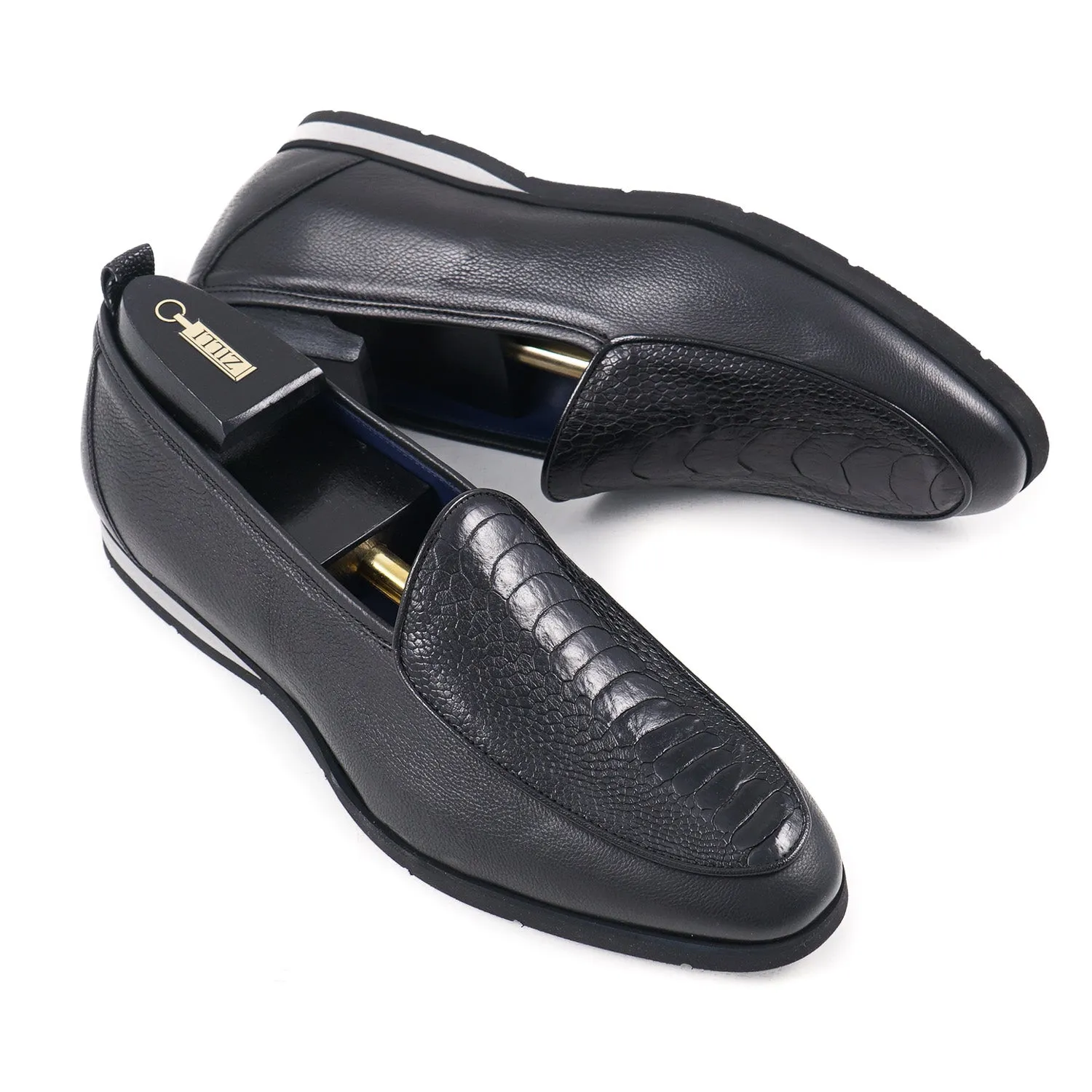 Zilli Ostrich and Calf Leather Loafers